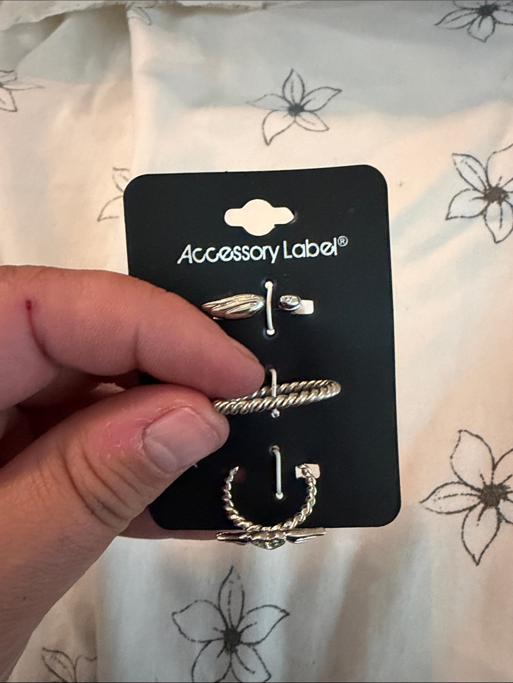 Accessory Label Silver Tone Ring Set - Twisted & Rope Styles